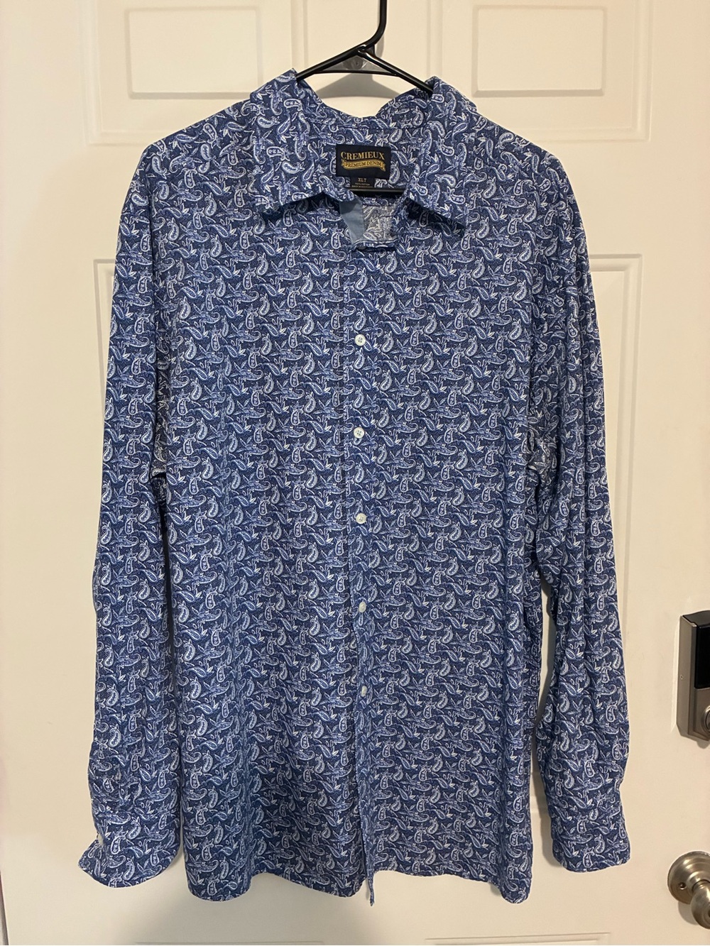 Daniel Cremieux Premium Denim Blue Paisley-Print Button-Down Shirt